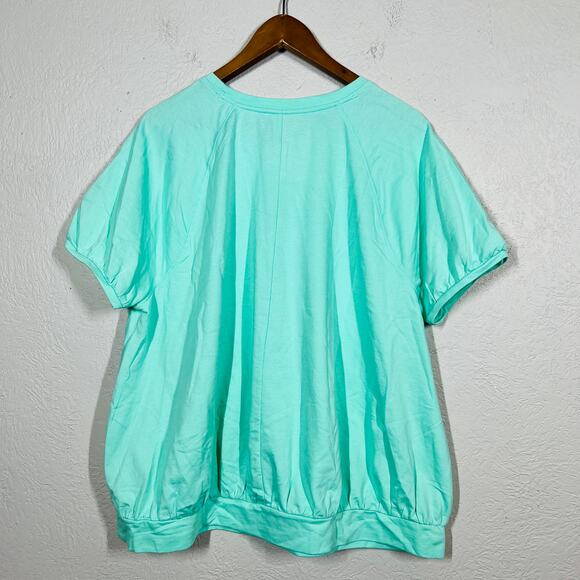 NEW! Lane Bryant Livi Activewear Henley Crop Tee Cuffed Mint Green - 22/24 - Picture 5 of 5